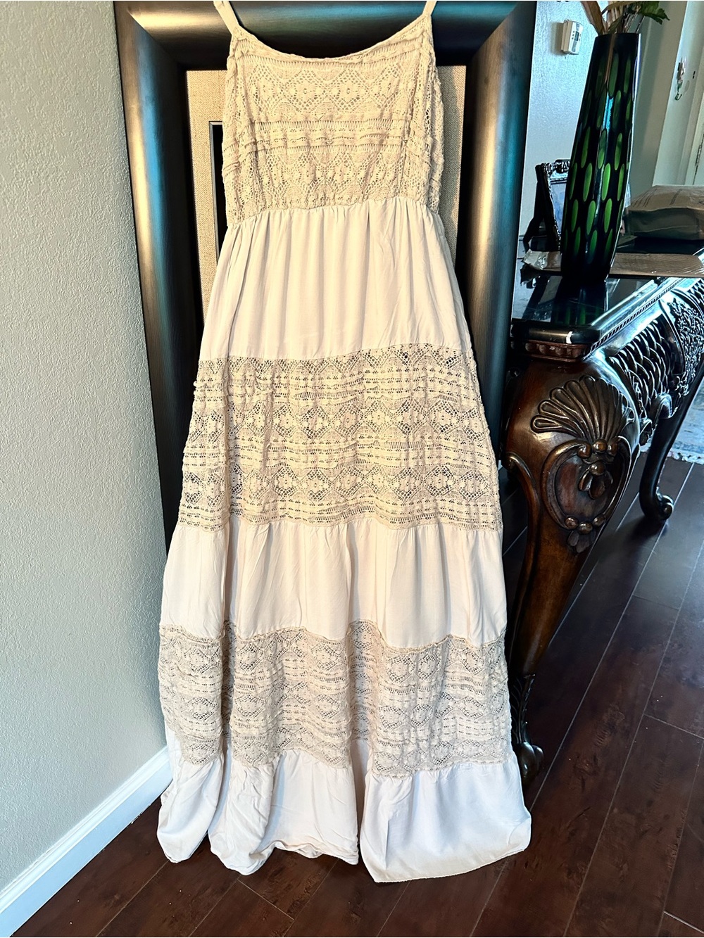 Boho Lace Maxi Dress - White